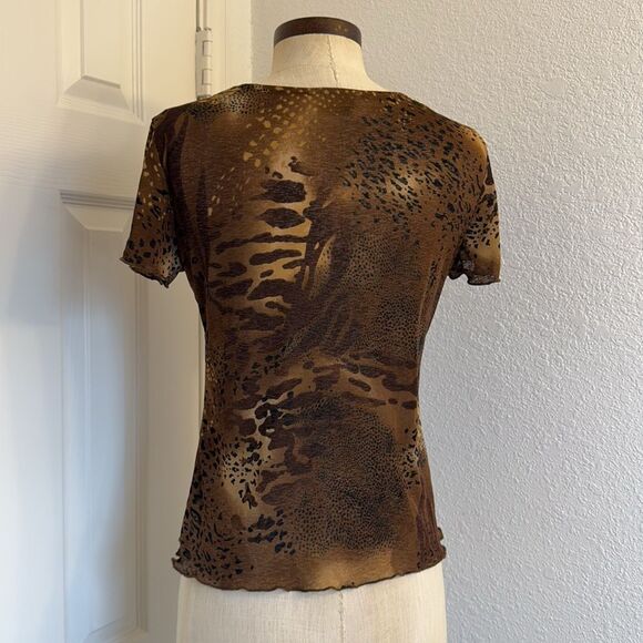 Y2k sheer leopard babydoll blouse - Picture 7 of 8